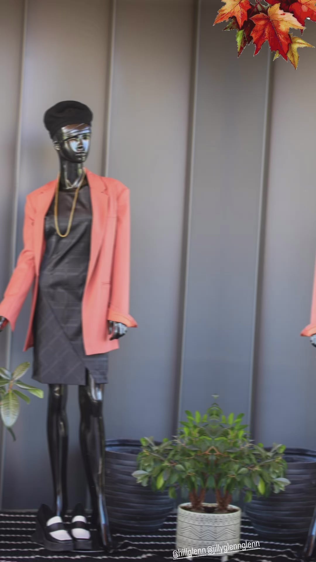 Load video: Glenn + Glenn harvest-inspired outfits in high contrast neutrals featuring Italian wool.